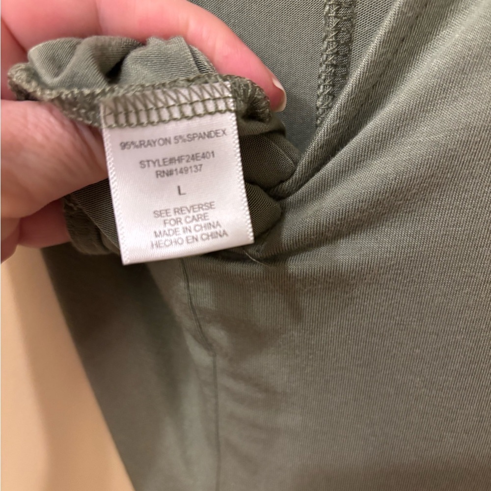 HYFVE Olive Green Wide Leg Jumpsuit Size Large | Soft Stretch Lounge Romper - Picture 5 of 5